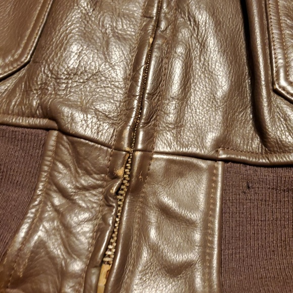 Leather Flyers Jacket Vintage Fur Collar - Picture 4 of 8